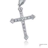 14K White Gold Diamond Cross Pendant – 0.09ct Total Weight