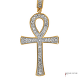 10KT Yellow Gold Ankh Pendant with 0.47 CT TWD Diamonds – Elegant Religious Symbol