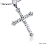 14K White Gold Diamond Cross Pendant – 0.09ct Total Weight