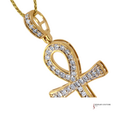 10KT Yellow Gold Ankh Pendant with 0.47 CT TWD Diamonds – Elegant Religious Symbol