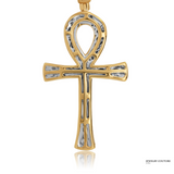 10KT Yellow Gold Ankh Pendant with 0.47 CT TWD Diamonds – Elegant Religious Symbol