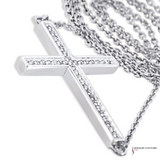 Silver Cross Necklace with Round Diamonds – 0.11 TDW