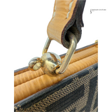 FENDI ZUCCA handbag, Brown jacquard kiss lock bag, vintage, Baguette cloth handbag