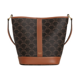 Celine SMALL BUCKET IN TRIOMPHE CANVAS AND CALFSKIN Pre-Loved