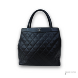 CHANEL Lambskin Quilted Shopping Tote Black