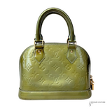 Louis Vuitton Alma Top Handle Bag BB Green Vernis Mini Bag Monogram Pre-Owned