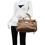 JIMMY CHOO Nude Grainy Calfskin Leather Rosalie Satchel Bag