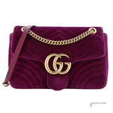 Gucci GG Marmont Flap Bag Matelasse Velvet Medium Pre-loved