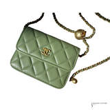 CHANEL 21B GREEN PEARL CRUSH BELT BAG/ MINI BAG Matelasse Shoulder Bag Green Pre-Loved