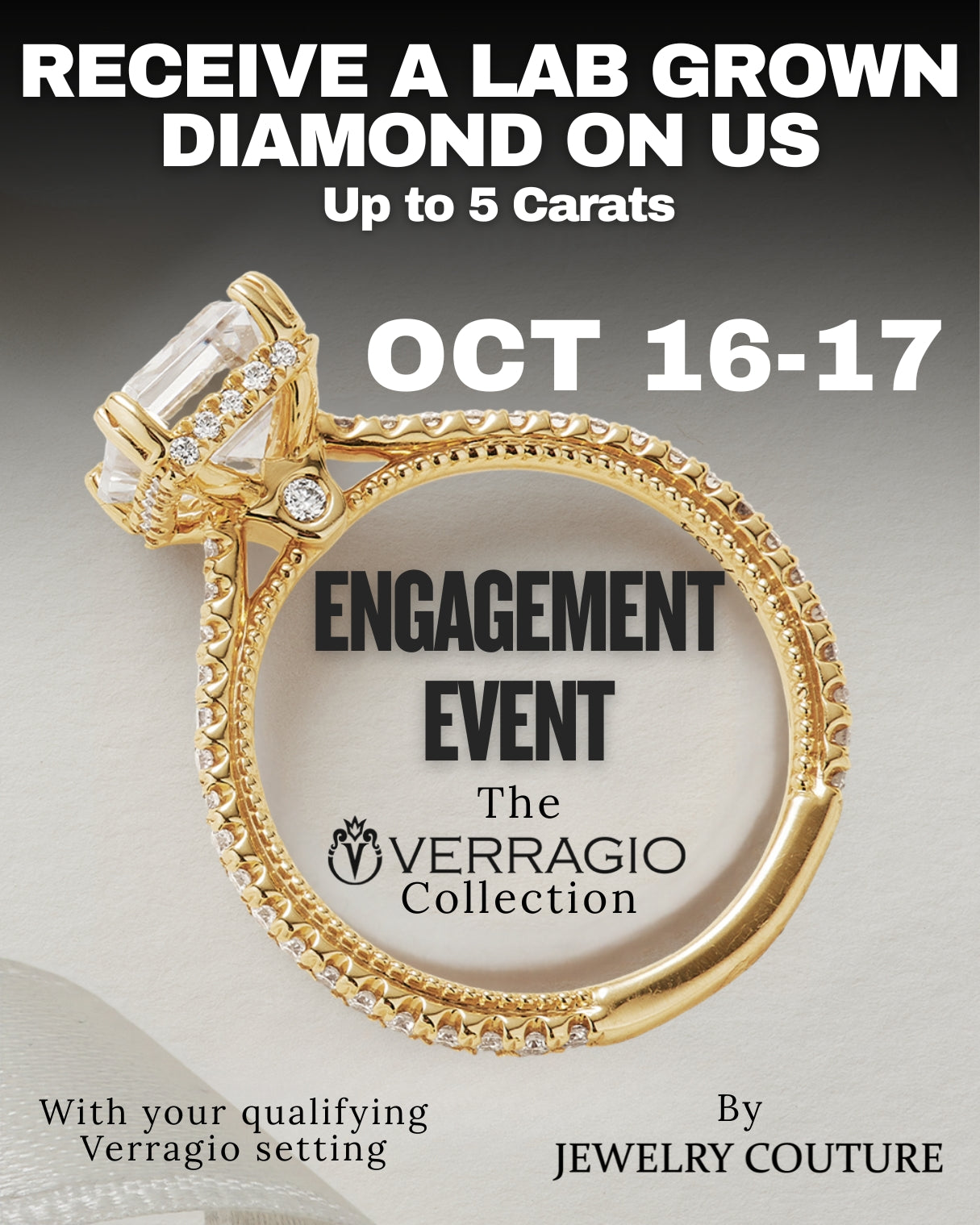 Jewelry Couture x Verragio Engagement Ring Event October 16 and 17 in Ventura