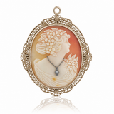 Vintage 10KT White Gold Cameo Pendant Brooch