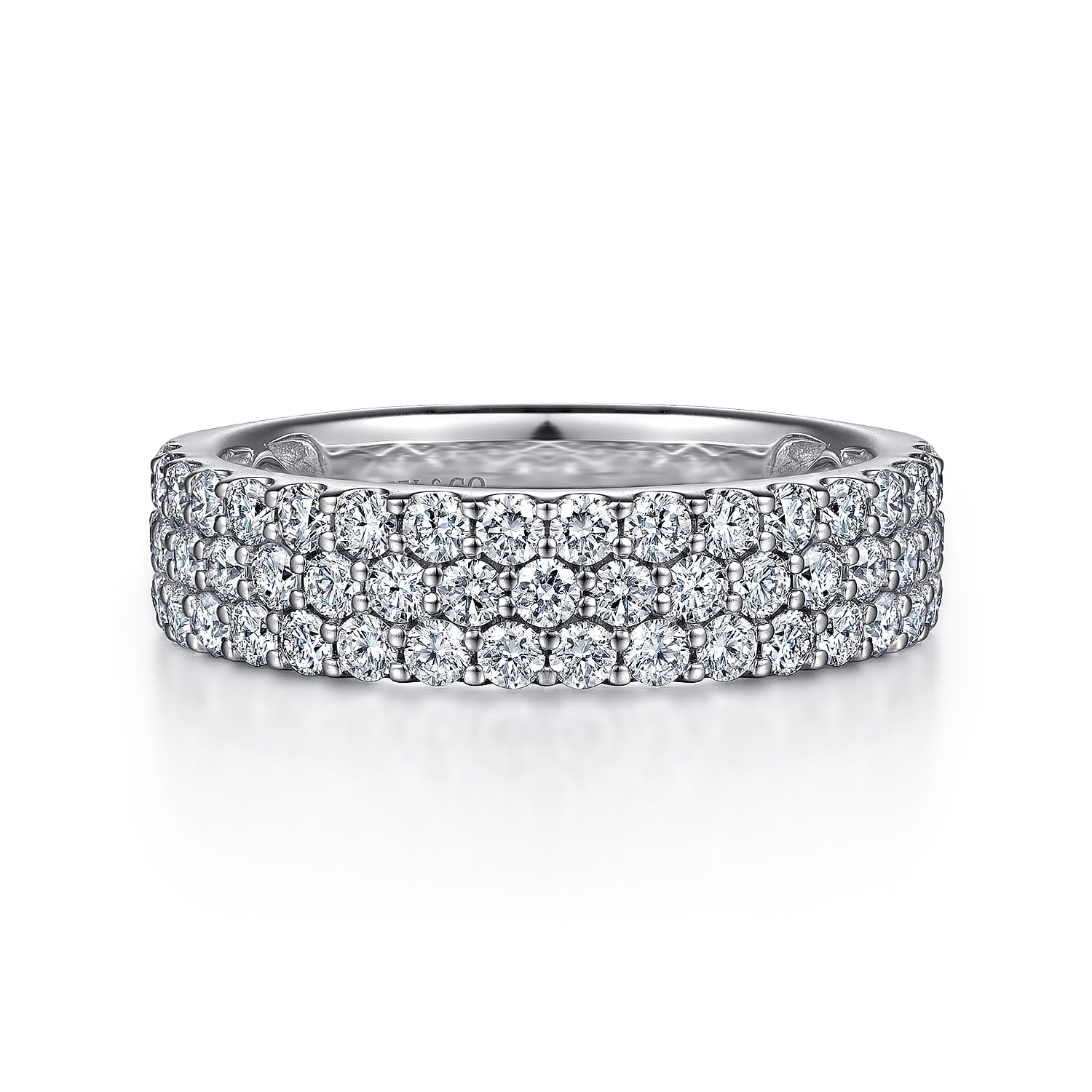 Gabriel & Co. Wide 14K White Gold Pave Diamond Anniversary Band 1.20 CTW