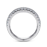 Gabriel & Co. Wide 14K White Gold Pave Diamond Anniversary Band 1.20 CTW - view 2