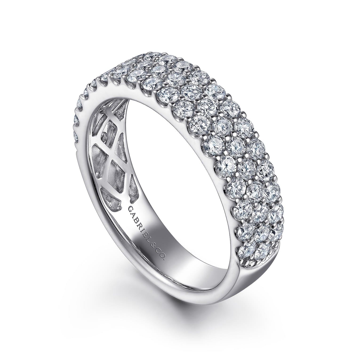 Gabriel & Co. Wide 14K White Gold Pave Diamond Anniversary Band 1.20 CTW - view 3
