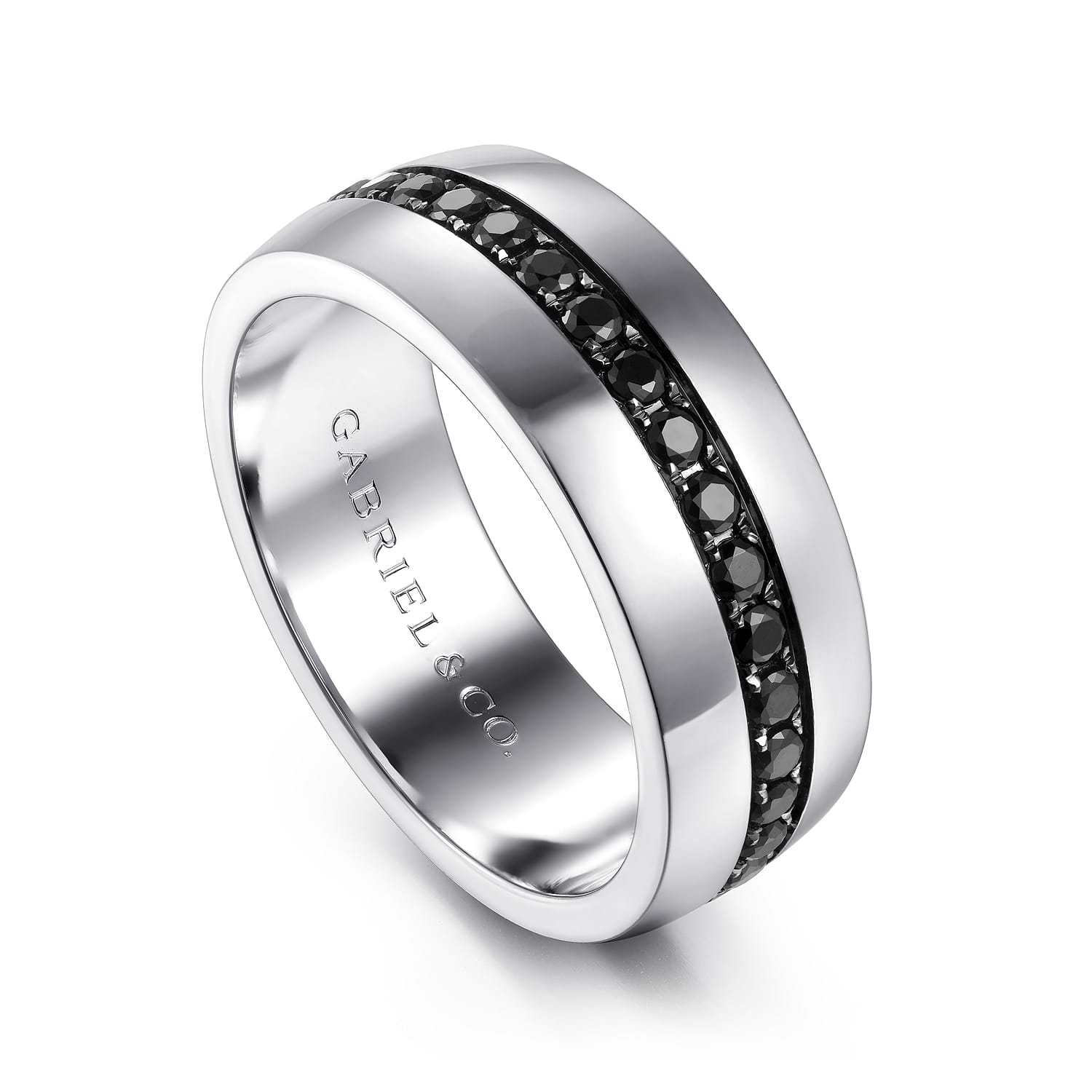 Gabriel & Co. Xavier 14K White Gold Black Diamond Men's Wedding Band 1.09 CTW - view 3