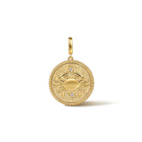 14K Yellow Gold Diamond Bujukan Zodiac Medallion Pendant With Detachable Bail