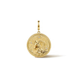 14K Yellow Gold Diamond Bujukan Zodiac Medallion Pendant With Detachable Bail