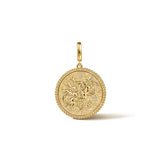 14K Yellow Gold Diamond Bujukan Zodiac Medallion Pendant With Detachable Bail