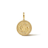14K Yellow Gold Diamond Bujukan Zodiac Medallion Pendant With Detachable Bail