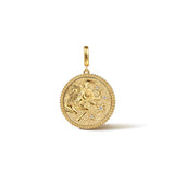 14K Yellow Gold Diamond Bujukan Zodiac Medallion Pendant With Detachable Bail