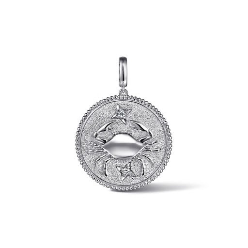 925 Sterling Silver White Sapphire Bujukan Zodiac Medallion Pendant With Detachable Bail