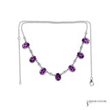 Lavender - 14KT White Gold Amethyst and Diamond Necklace