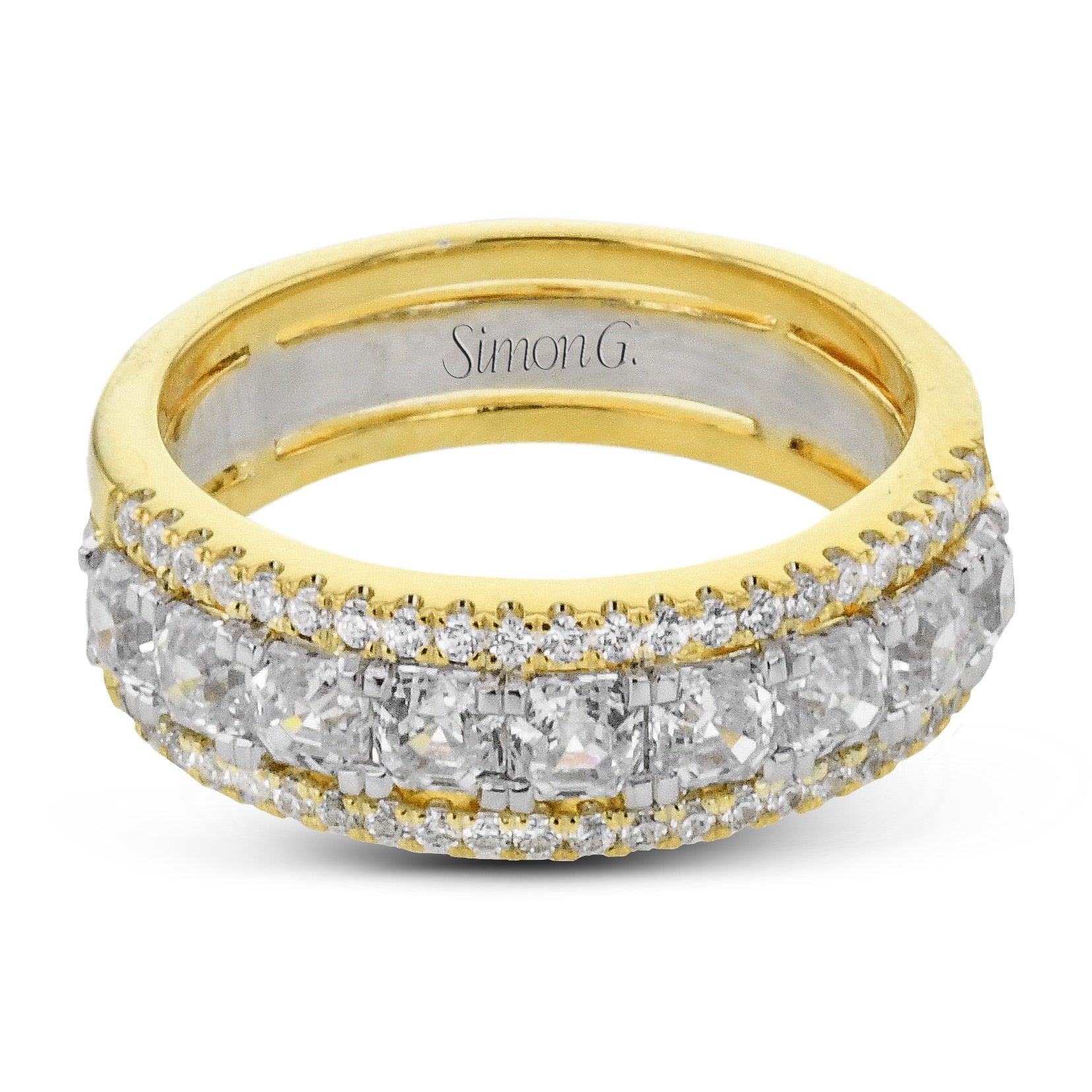 Simon G. LP1875 two-tone diamond anniversary band, alternate view