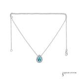 Agapanthus - 14KT White Gold Pear-Cut Aquamarine and Diamond Necklace