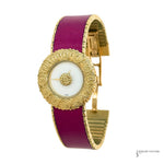 Buccellati Eliochron engraved numeral bezel and white dial