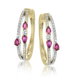 Simon G. Ruby Diamond Hoop Earrings 18K Two-Tone Gold