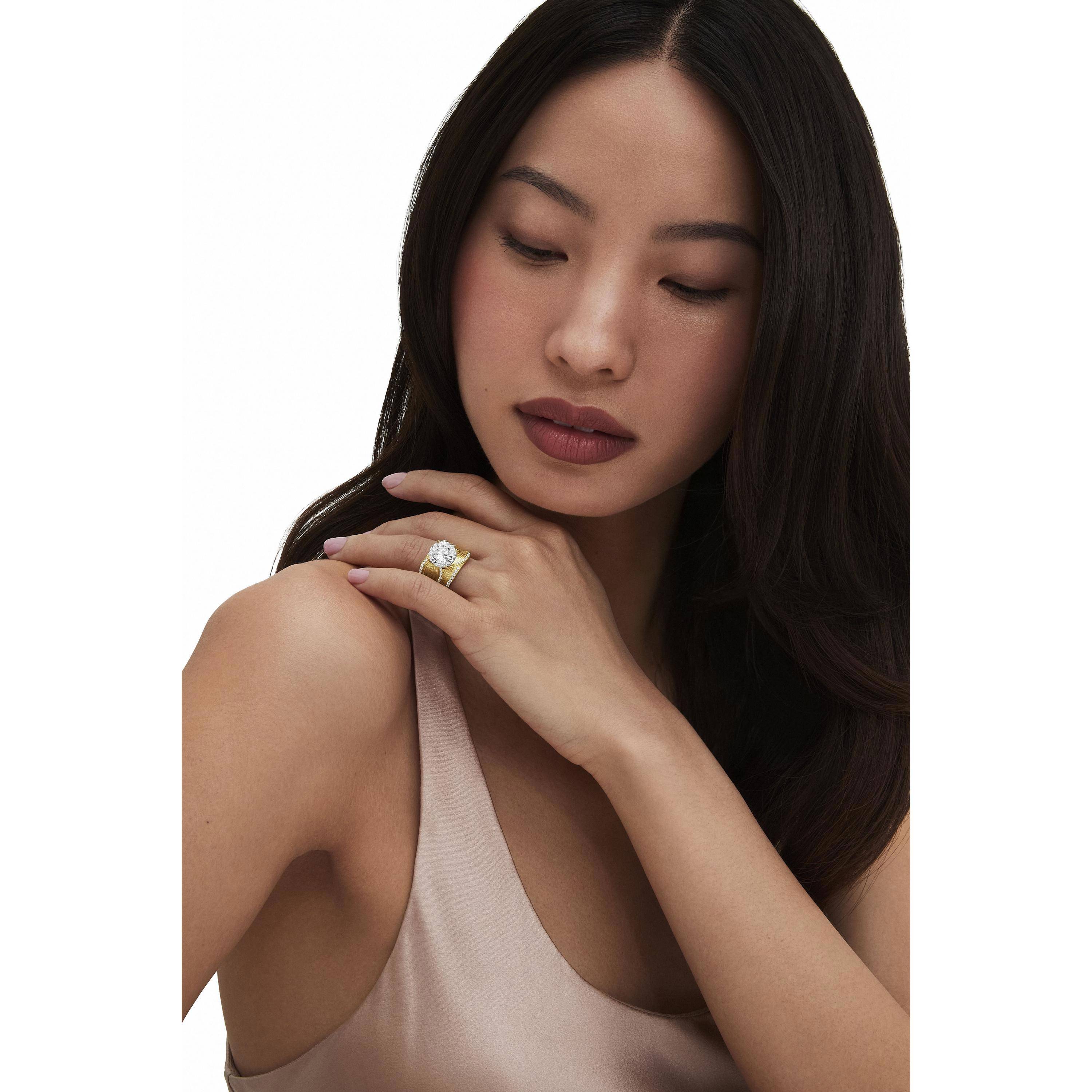 Tacori 448RD dahlia pave engagement ring, lifestyle view