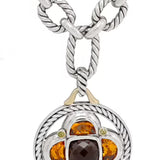 Pre-Owned David Yurman Sterling Silver & 18KT Yellow Gold Multistone Renaissance Half Moon Pendant