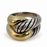 David Yurman Labyrinth Sterling Silver & 14K Yellow Gold Ring Pre-Owned | In-Store