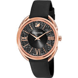 Swarovski Crystalline Glam 35mm Black Dial Watch 5519452 | Rose Gold Tone PVD & Crystal Filled Case