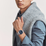 Tissot Gentleman 40mm blue dial on the wrist