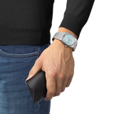 Tissot PRX Powermatic 80 40mm ice blue dial on the wrist