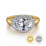 Fillipa - 14K White-Yellow Gold Oval Double Halo Diamond Engagement Ring | In-Store