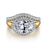 Fillipa - 14K White-Yellow Gold Oval Double Halo Diamond Engagement Ring | In-Store