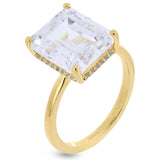 Simon G. LR4203 Emerald Cut Hidden Halo Engagement Ring 18K White Gold