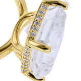 Simon G. LR4203 Emerald Cut Hidden Halo Engagement Ring 18K White Gold
