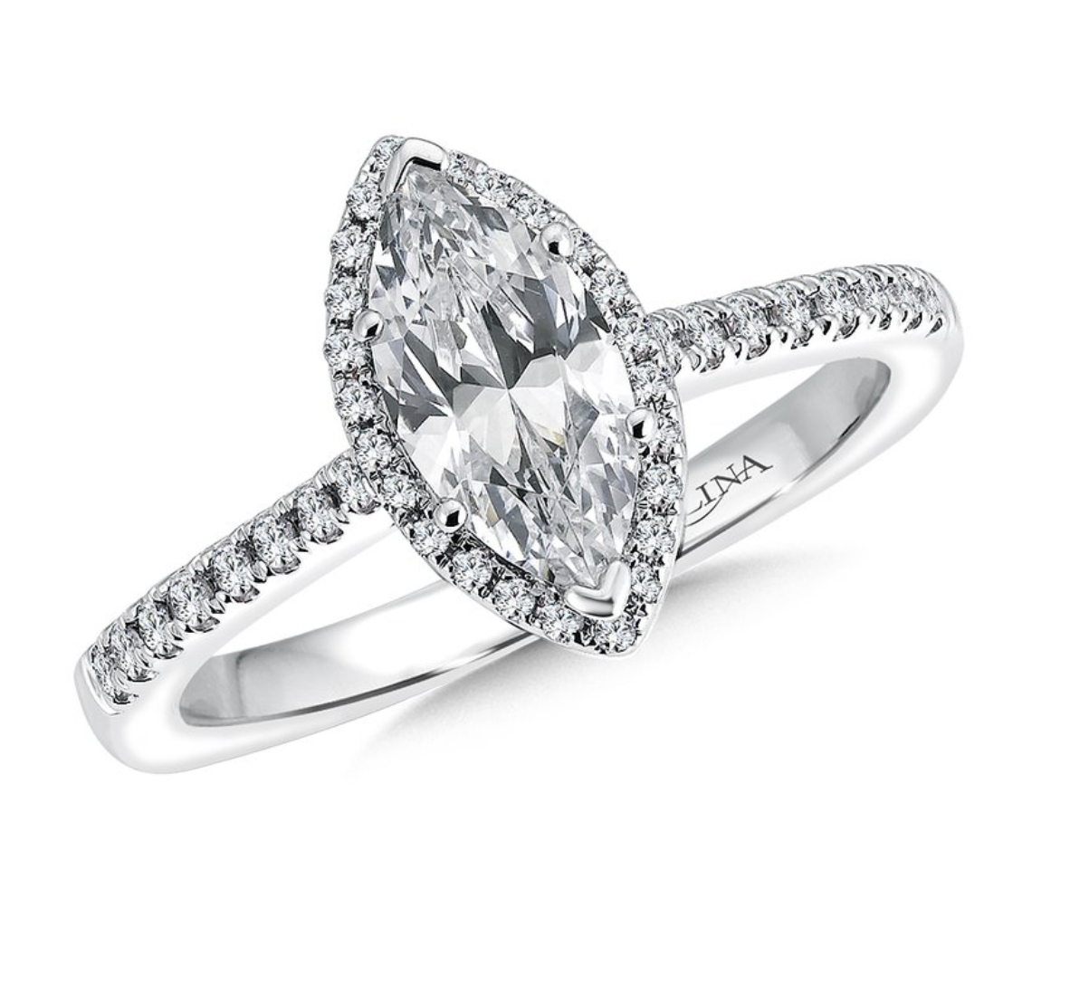 Valina Marquise Shape Halo Engagement Ring Mounting 0.20 CTW