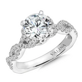Valina Diamond Engagement Ring 14KT White Gold Round Cut Semi Mount with CZ Center