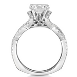 Valina Diamond Engagement Ring 14KT White Gold Round Cut Semi Mount with CZ Center