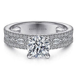 Gabriel & Co. 14K White Gold Diamond Halo Engagement Ring Setting | ER15175R4W44JJ Round Semi-Mount Bridal Ring