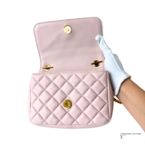 Versace Light Pink Quilted Nappa Leather Medusa Chain Small Crossbody Bag