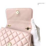 Versace Light Pink Quilted Nappa Leather Medusa Chain Small Crossbody Bag
