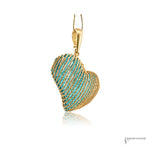 Estate 14K Yellow Gold 3-D Puffed Heart Pendant with Turquoise Cord