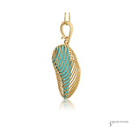 Estate 14K Yellow Gold 3-D Puffed Heart Pendant with Turquoise Cord