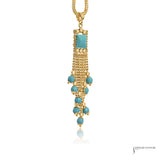 Estate 14K Yellow Gold Turquoise Tassel Pendant
