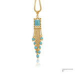 Estate 14K Yellow Gold Turquoise Tassel Pendant